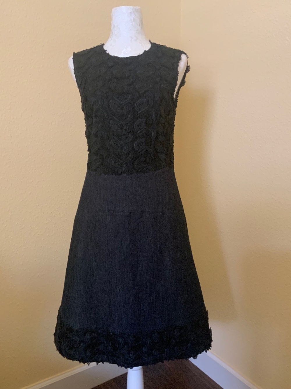 Emporio Armani Mixed Media Denim/Lace Dress